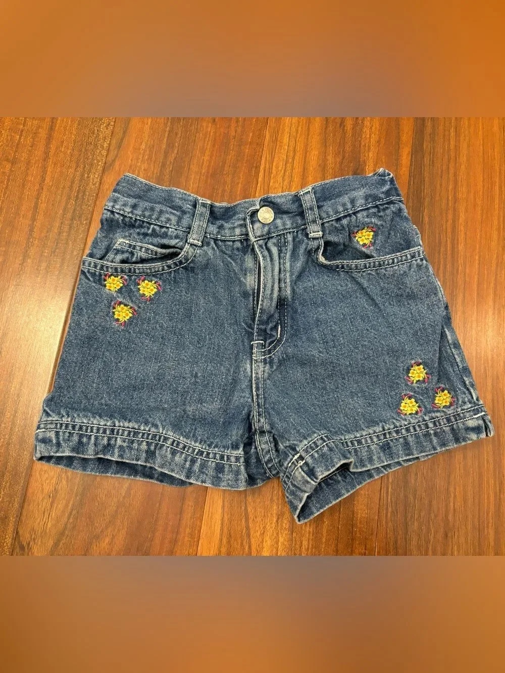 Children’s Place Vintage/y2k denim embroidered floral shorts